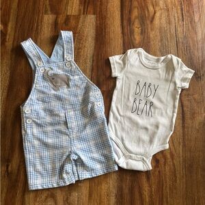 Baby Boys Adorable One Piece Overalls, and a Onesie, Size 6-9